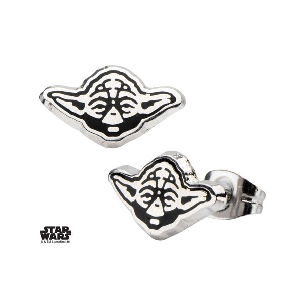 INOX 'Star Wars' Steel Yoda Earrings - Click Image to Close